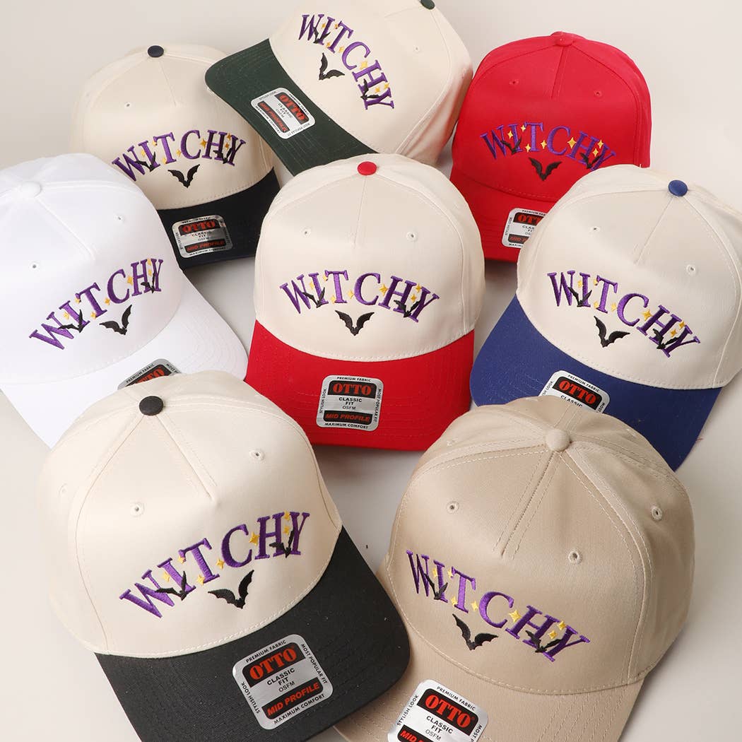 WITCHTY Typography Design Embroidered Trucker Hat