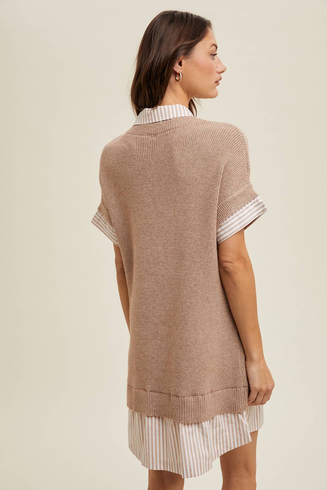 TWOFER SHIRT SWEATER MINI DRESS / WL24-9680
