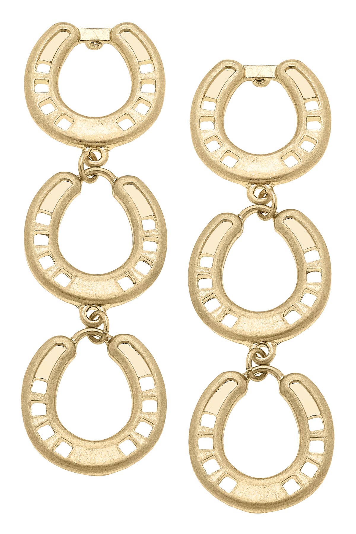 Clyde Linked Horseshoe Earrings in Shiny Gold