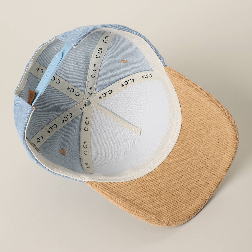 USA Gingham Patch Corduroy Baseball Cap