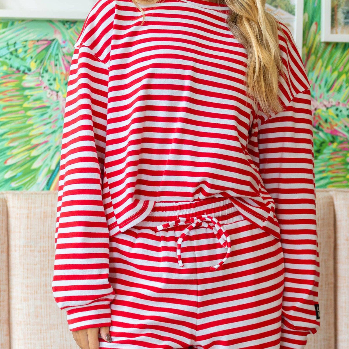 STRIPE LONGSLEEVE TOP-RED