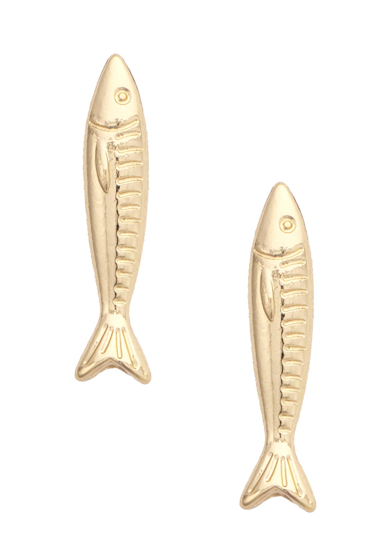 Sardine Stud Earrings in Shiny Gold