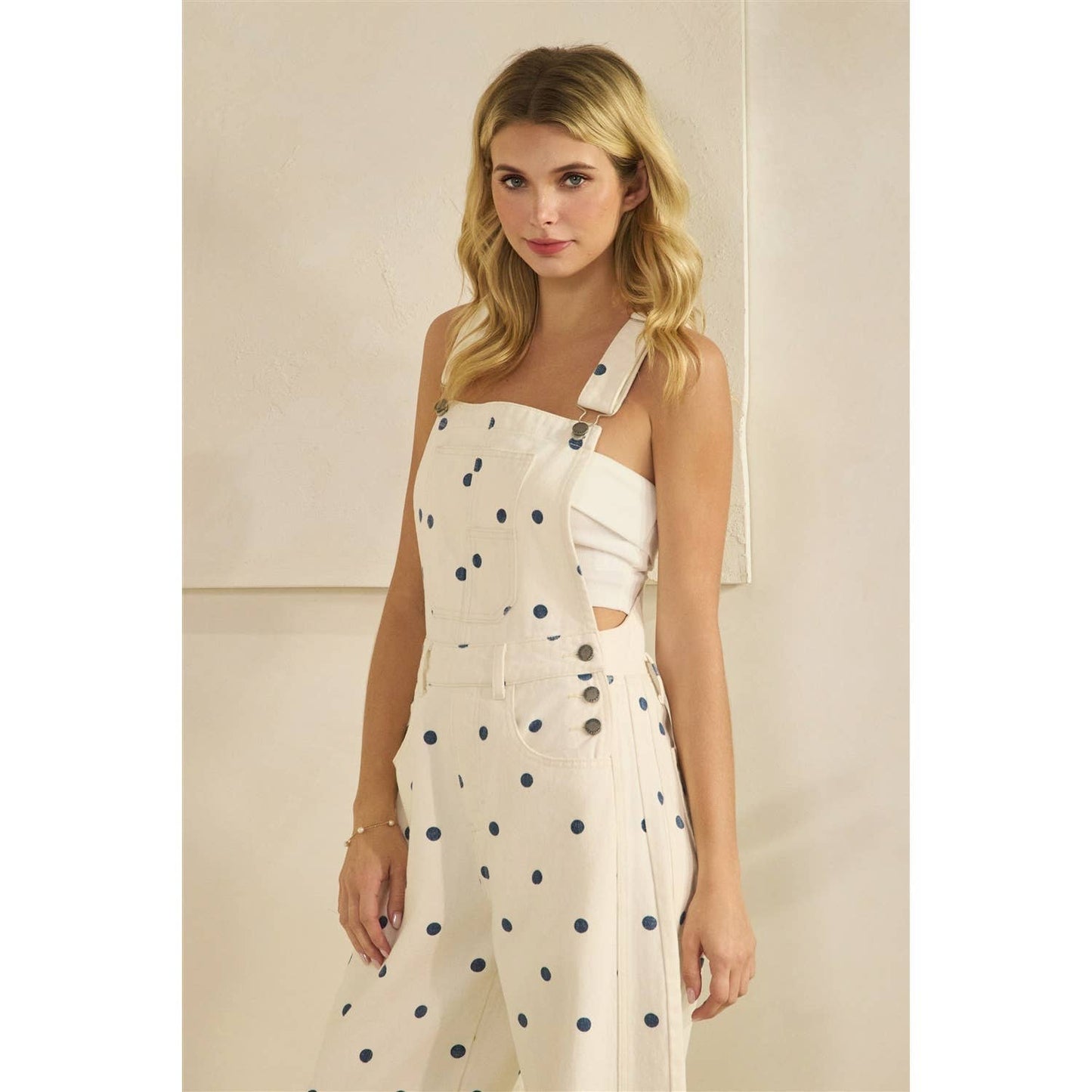 Relaxed Chic Polka Dot Overalls