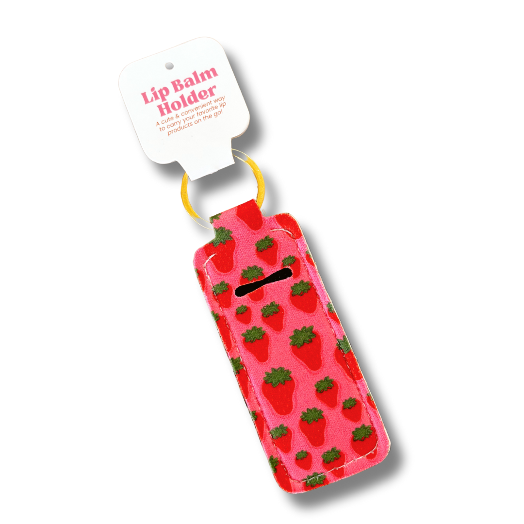 Lip Balm Keychain Holder - Strawberry Field