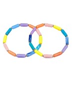 A set of 2 multicolored beaded bracelets. 