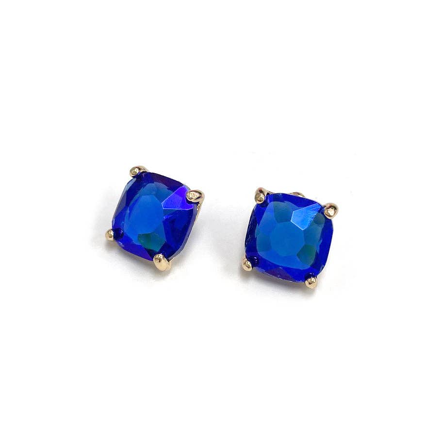 Blue Square Stone Stud Earring