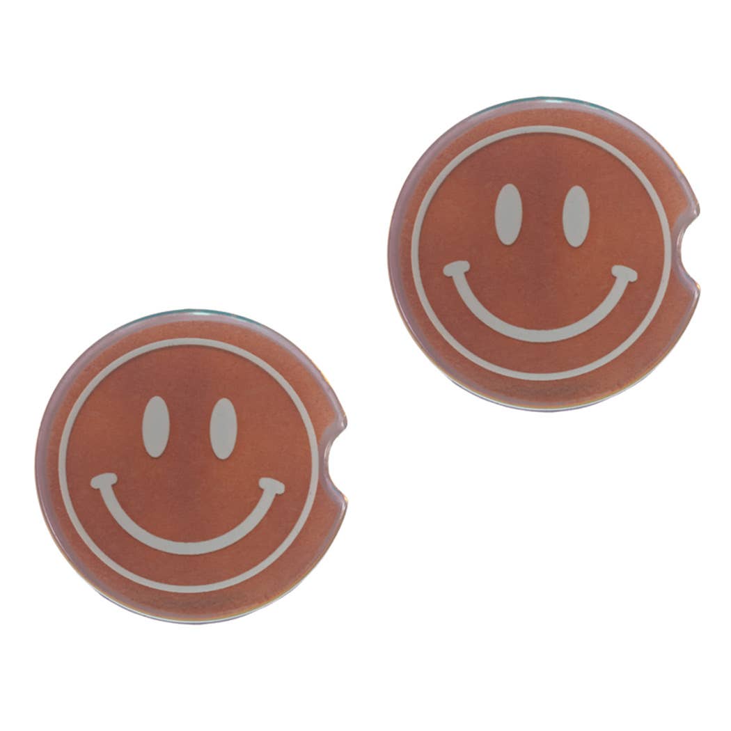 Resin Happy Face Car Coaster Set
