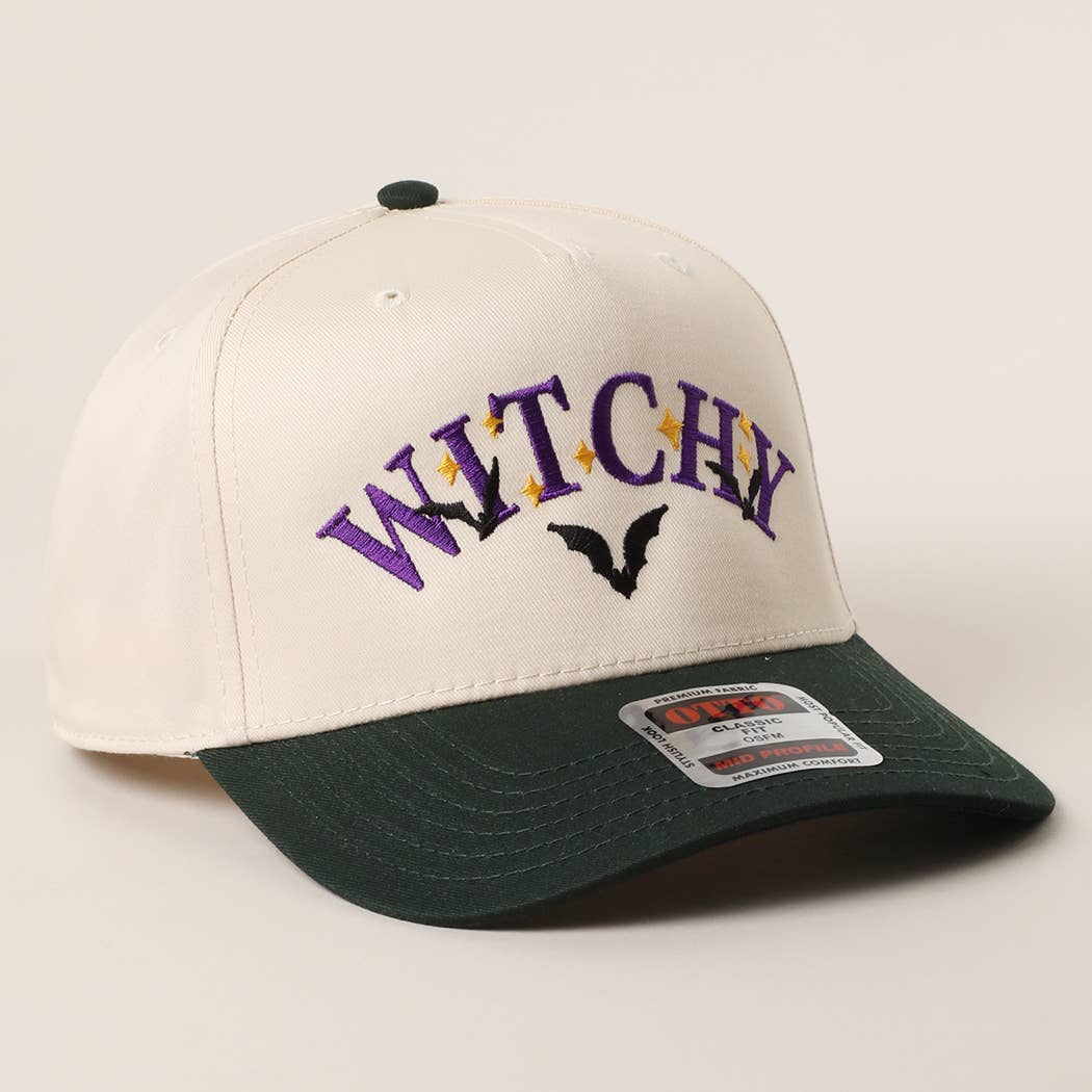 WITCHTY Typography Design Embroidered Trucker Hat
