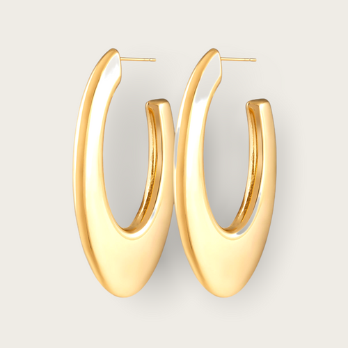 A pair of gold slender hoops. 