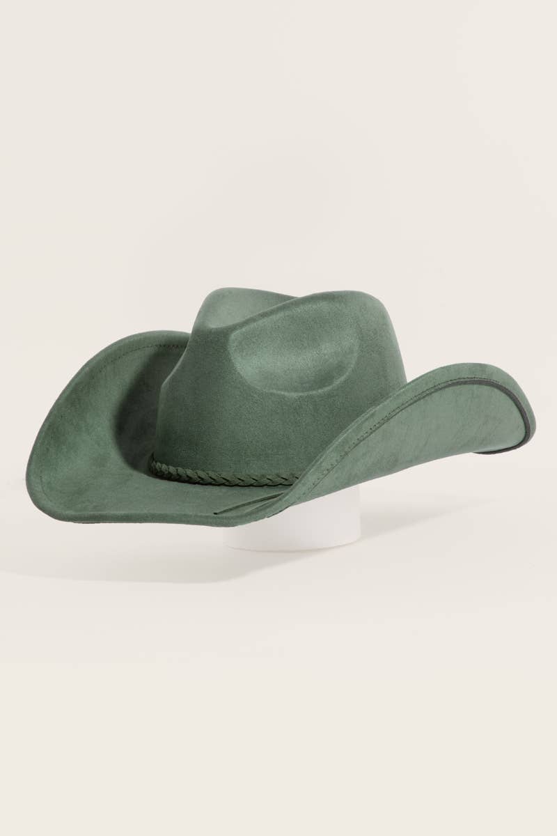 Vegan Suede Cowboy Hat With Braided Band