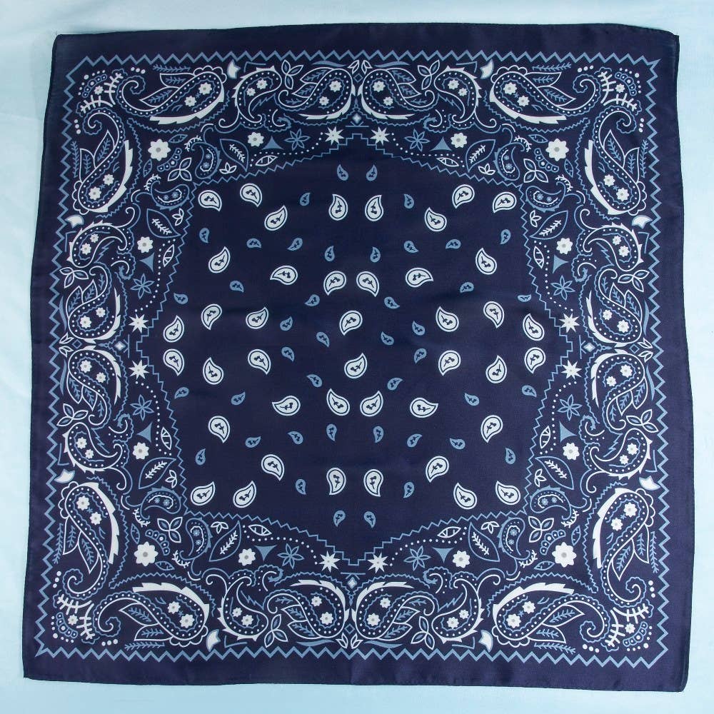 Bandana Paisley Print Satin Square Scarf