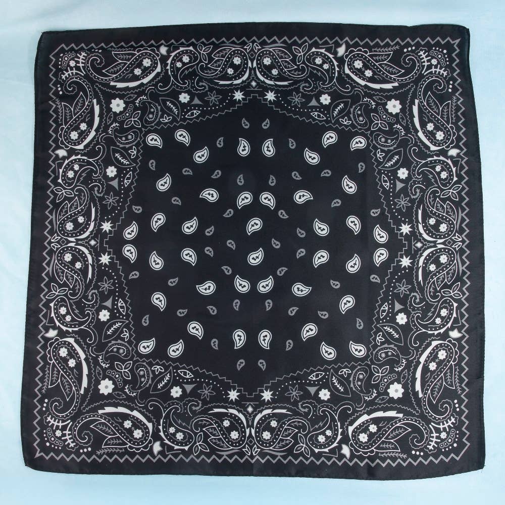 Bandana Paisley Print Satin Square Scarf