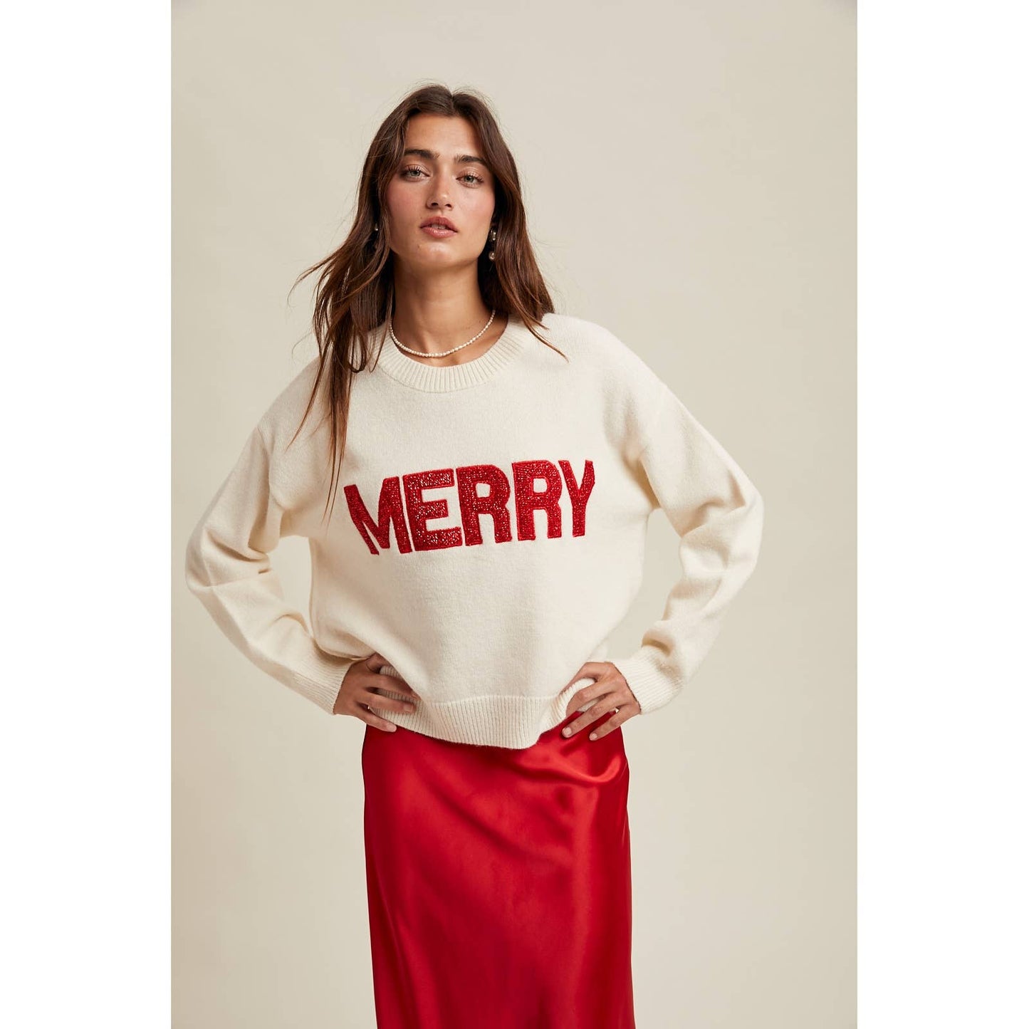 'MERRY' GLITTER SWEATER / WL25-11029