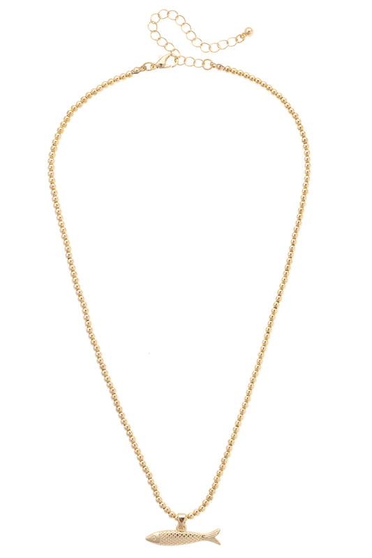 Sardine Ball Bead Necklace in Shiny Gold