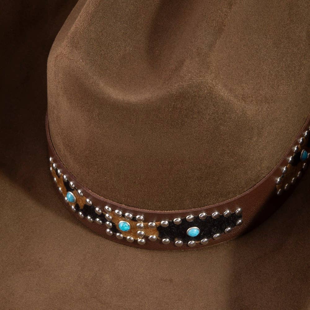 Western Leopard Embroidered Strap Cowboy Hat