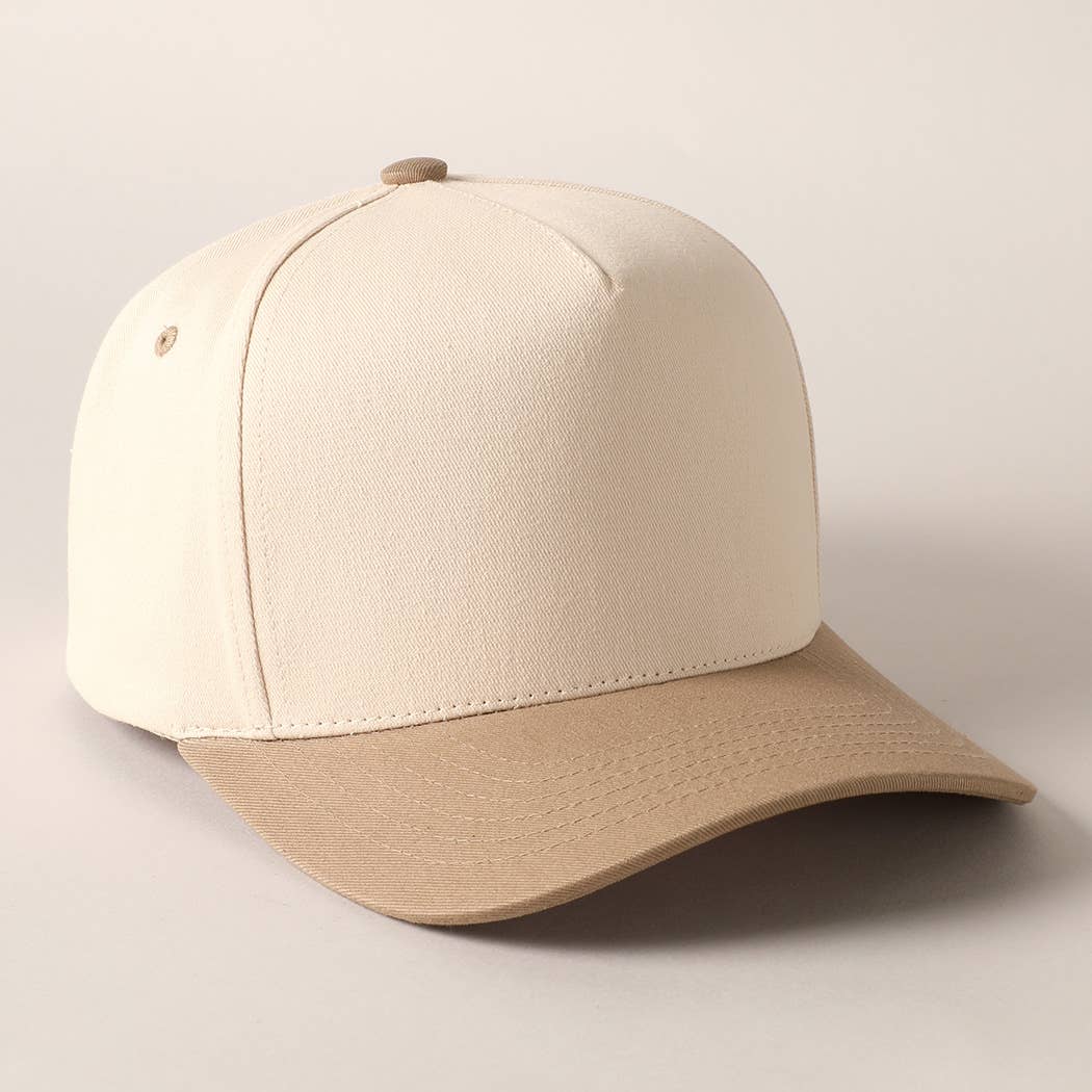 Plain Two Tone Canvas Cotton Baseball Cap
