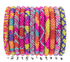 Multi-colored roll-on beaded bracelets.