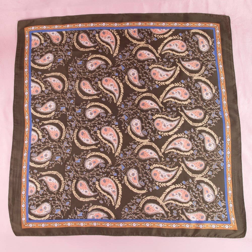 Paisley Floral Print Satin Square Scarf