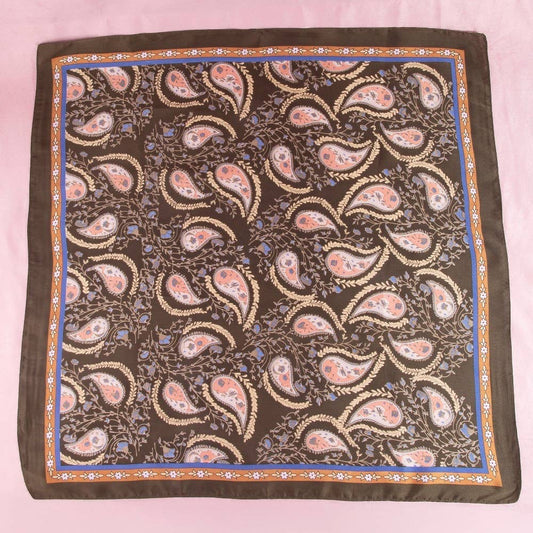 Paisley Floral Print Satin Square Scarf