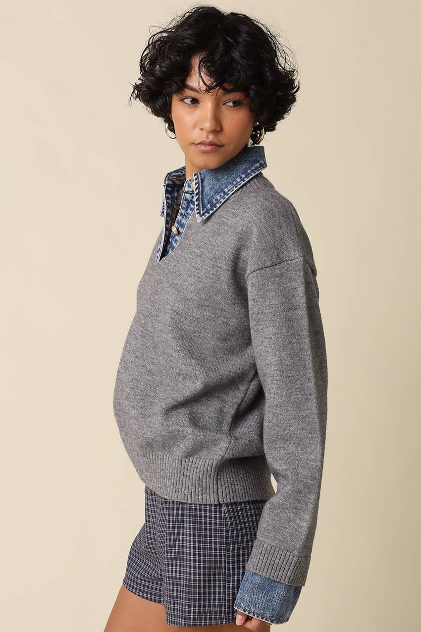 Emely Contrast Knit Sweater