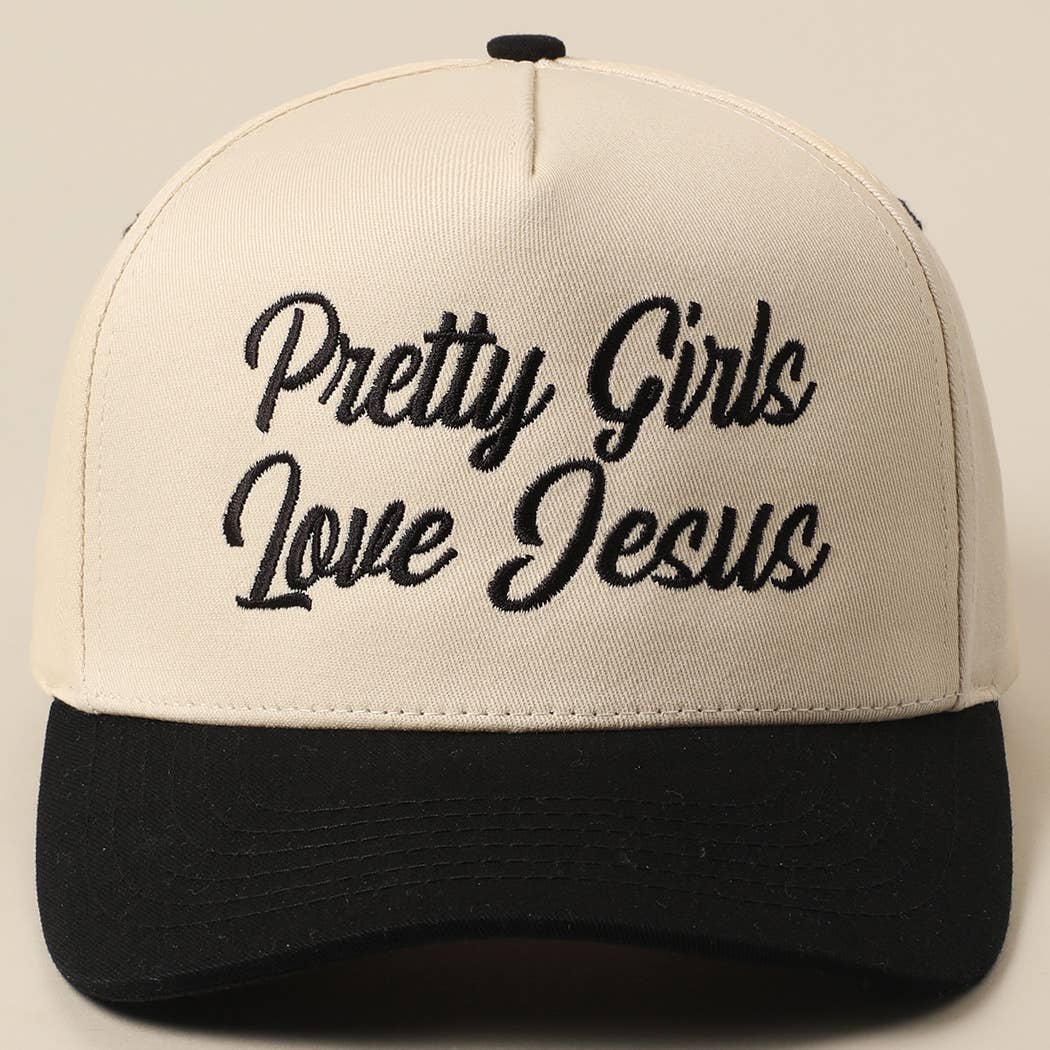 Pretty Girls Love Jesus Embroidery Trucker Hat
