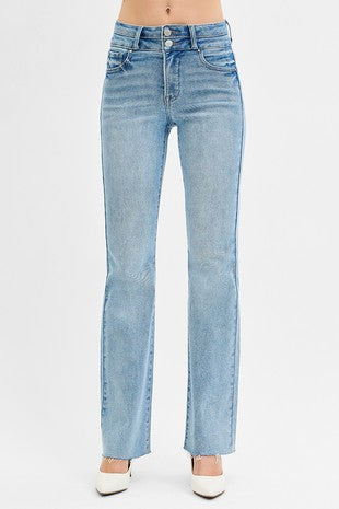 Risen Tummy Control Lightwash Bootcut Double Waist Band