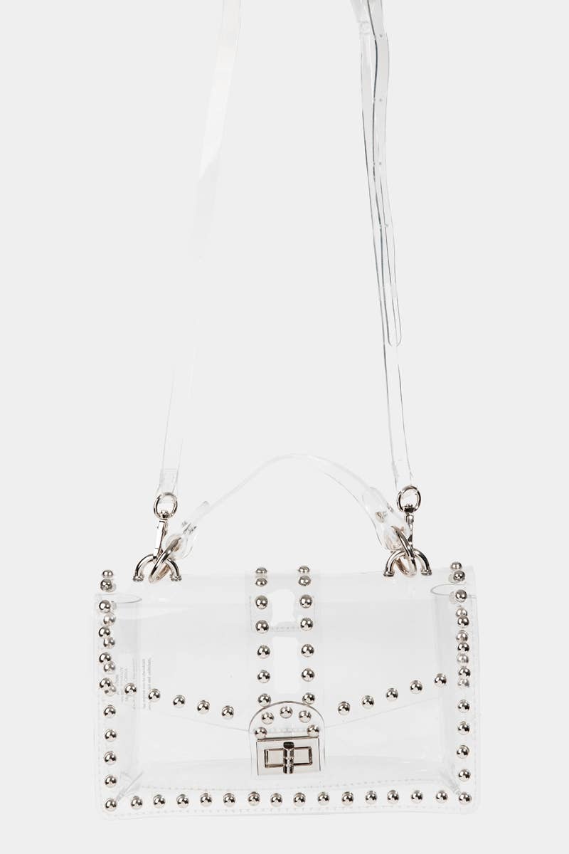 Transparent Rectangle Rhinestone Trim Bag
