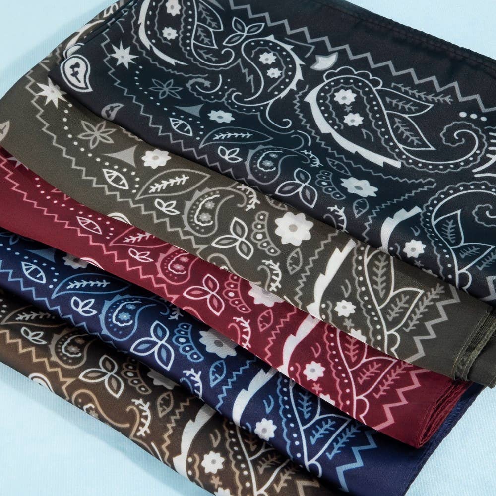 Bandana Paisley Print Satin Square Scarf