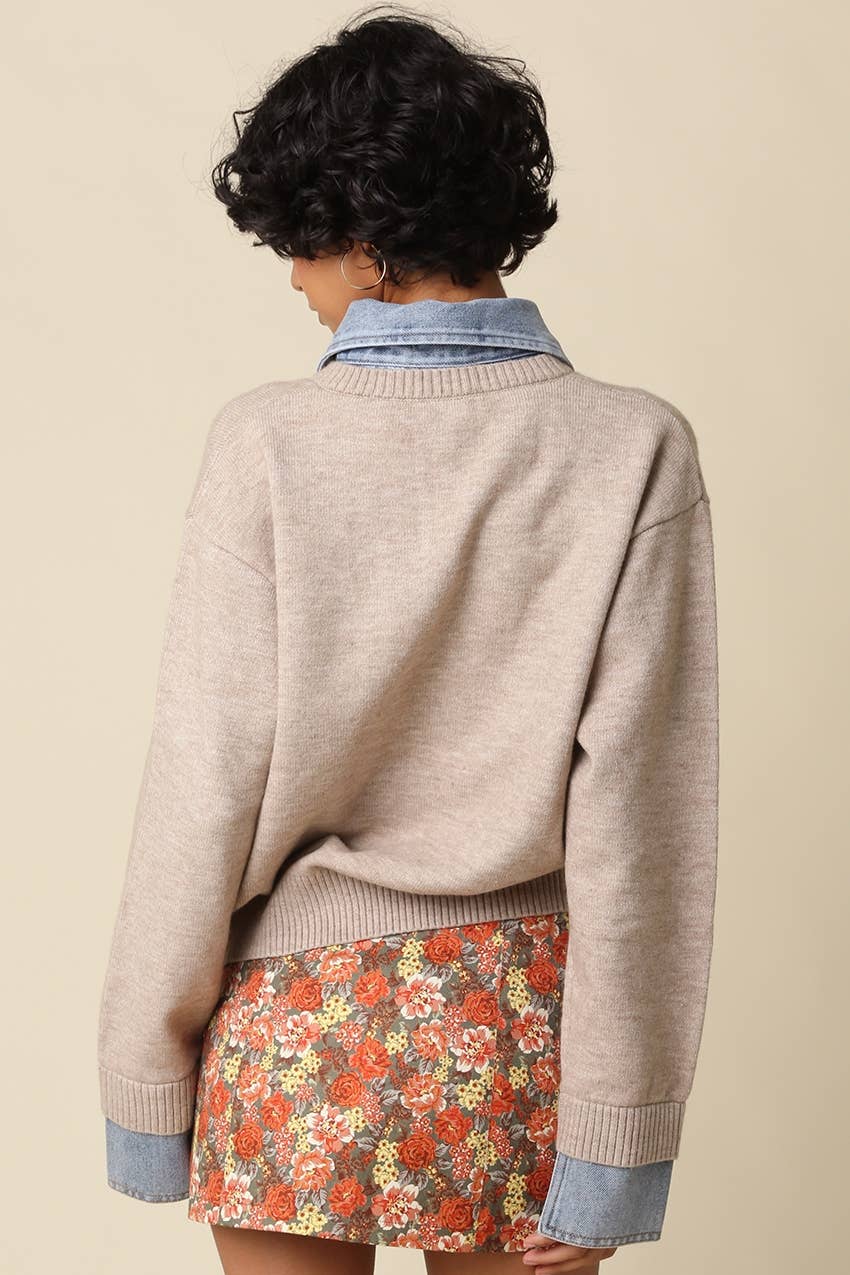 Emely Contrast Knit Sweater