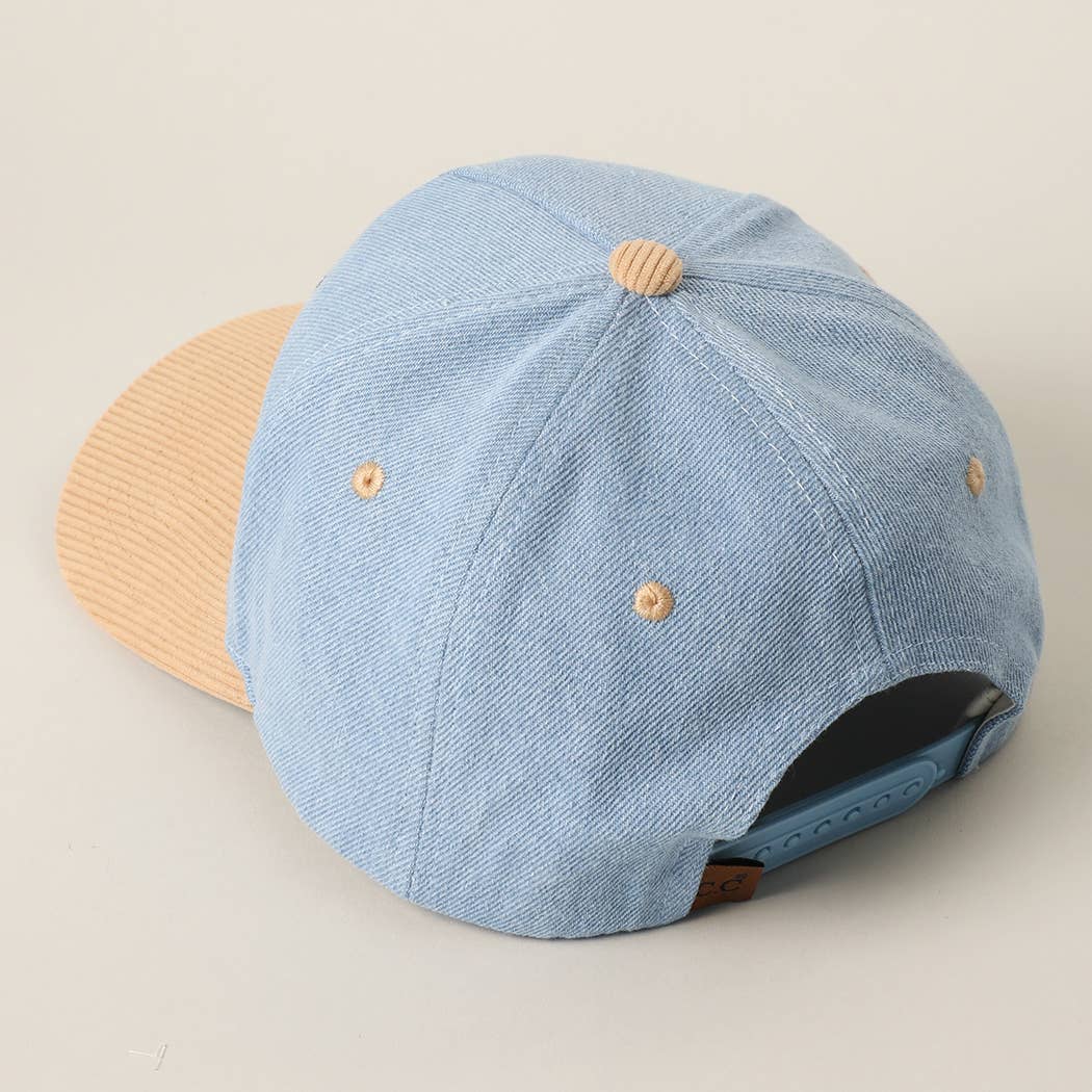 USA Gingham Patch Corduroy Baseball Cap