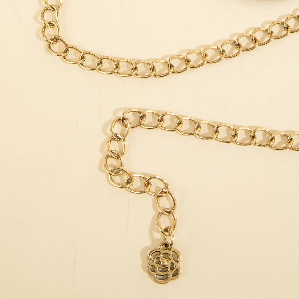 Stone Stud Western Engraved Disc Chain Belt