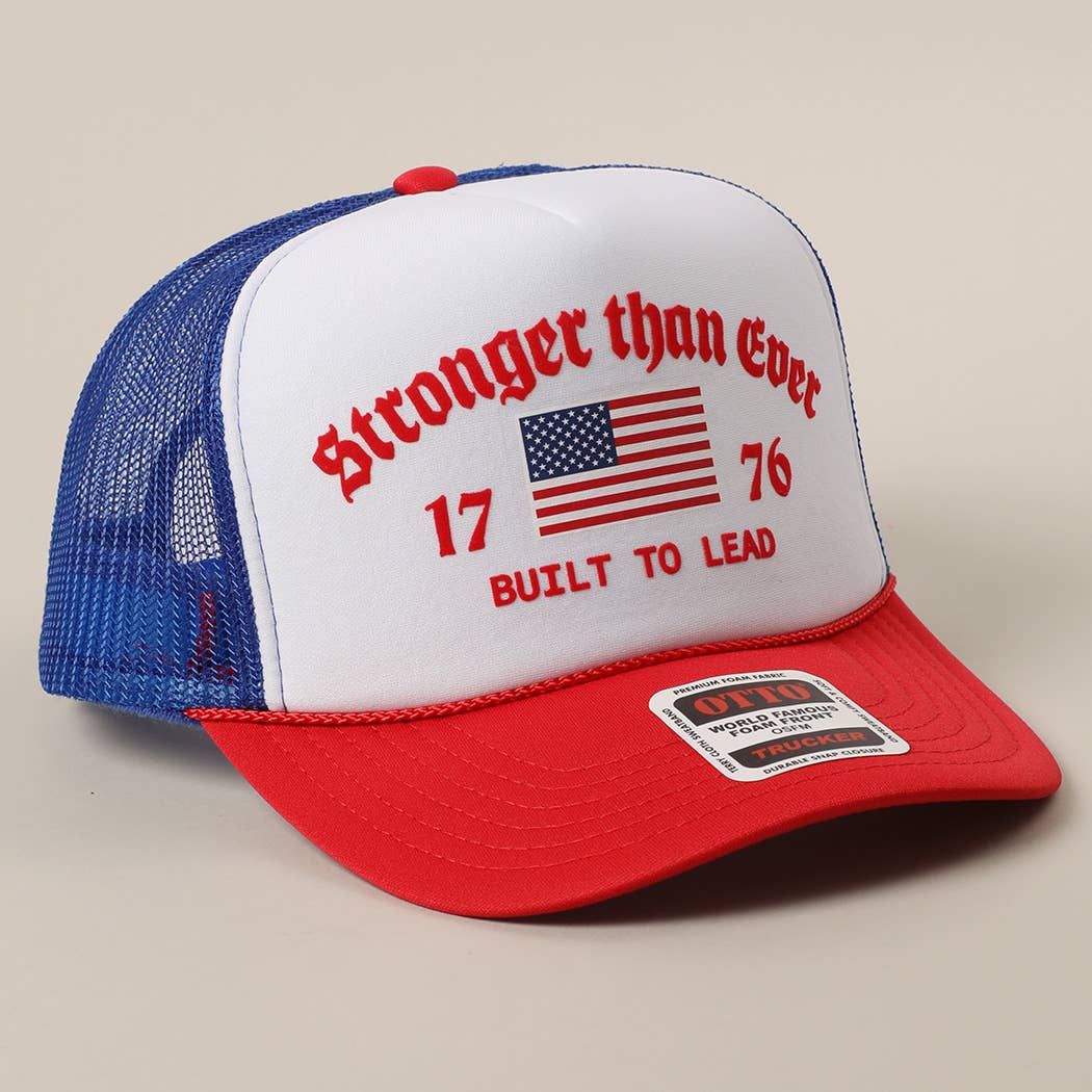 Stronger than Ever US Flag Print Mesh Trucker Hat