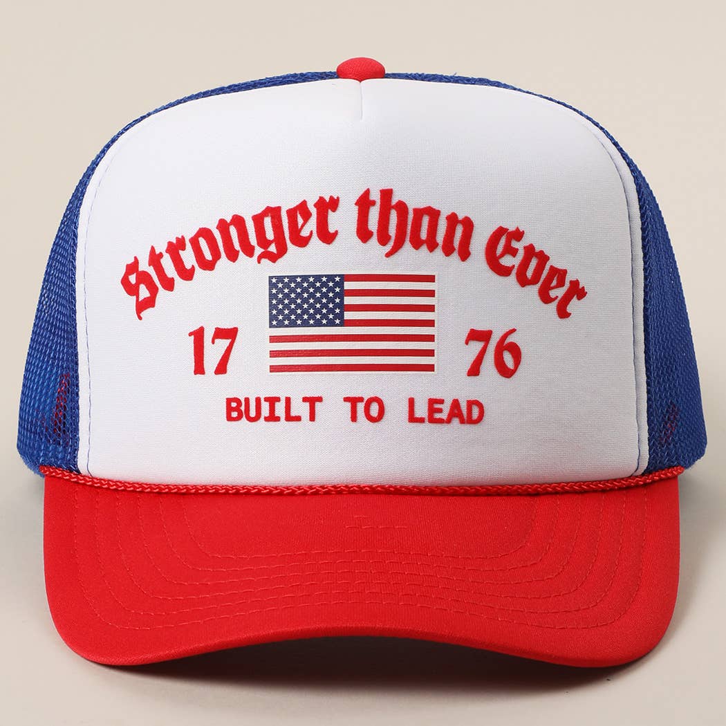 Stronger than Ever US Flag Print Mesh Trucker Hat