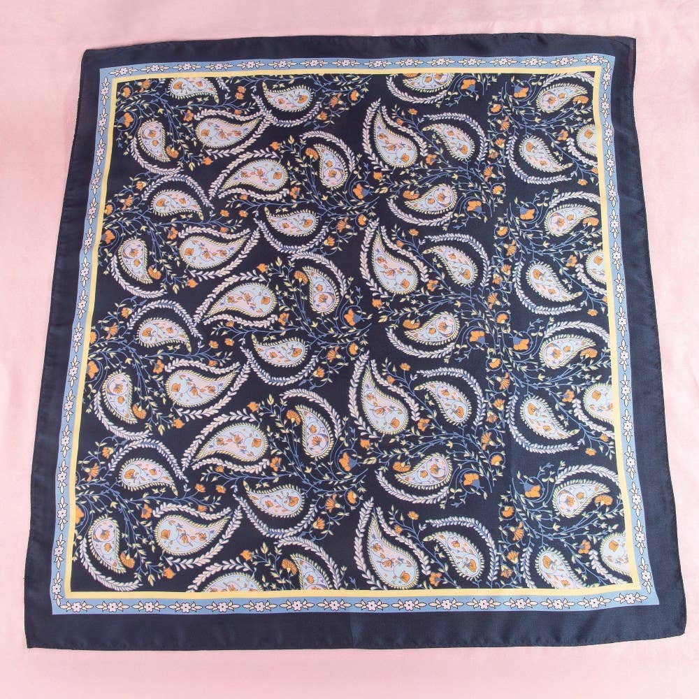 Paisley Floral Print Satin Square Scarf