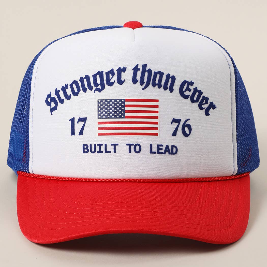 Stronger than Ever US Flag Print Mesh Trucker Hat