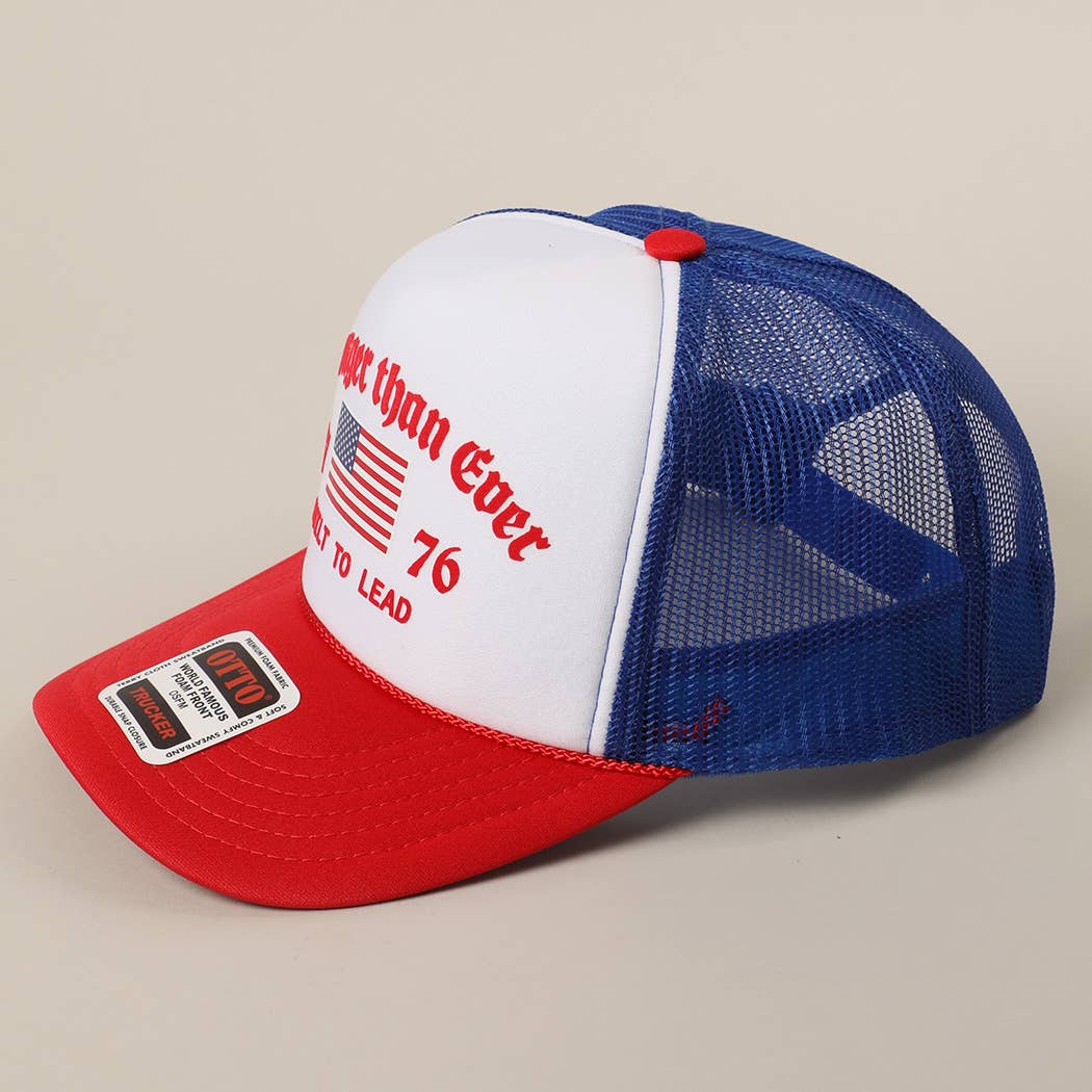 Stronger than Ever US Flag Print Mesh Trucker Hat