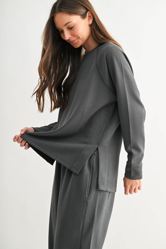 Luxe Sand Wash Rib Raglan Tee