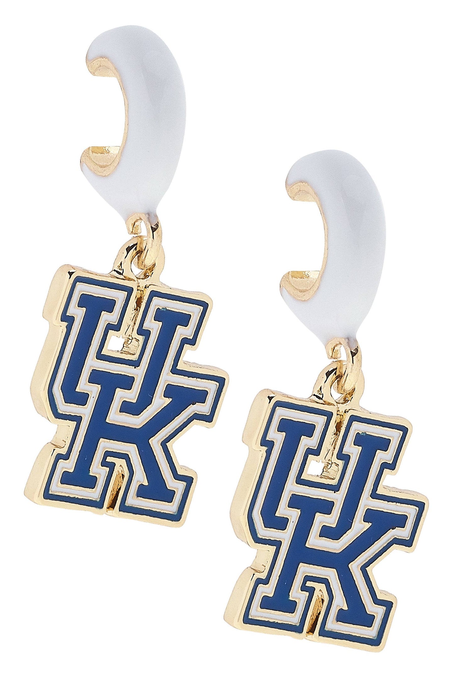 Kentucky Wildcats Enamel Logo Huggie Hoop Earrings in White
