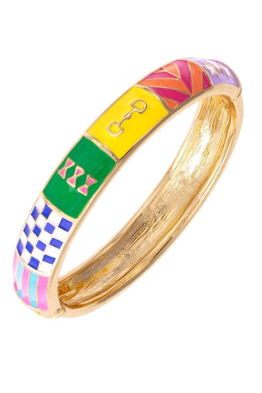 Talk Derby to Me Sculpted Enamel Hinge Bangle in Multi