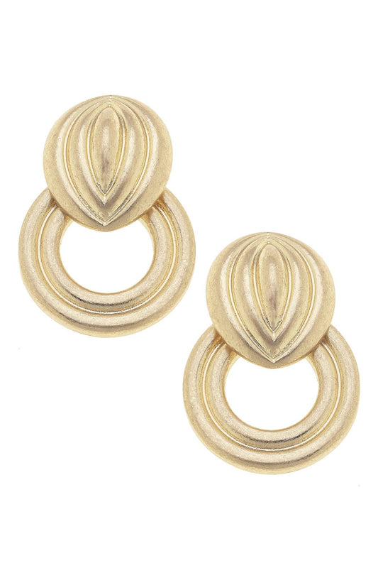 Anna Ribbed Doorknocker Earrings in Satin Gold