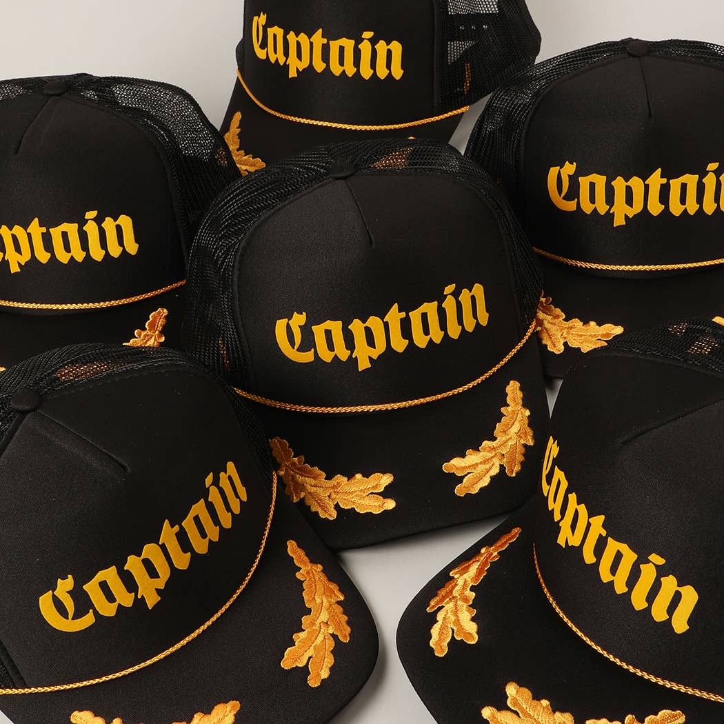 CAPTAIN Lettering Logo Foam Mesh Back Trucker Hat
