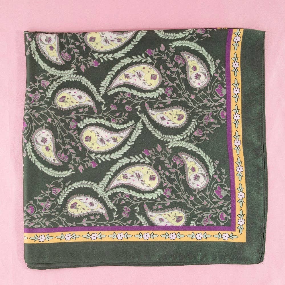 Paisley Floral Print Satin Square Scarf