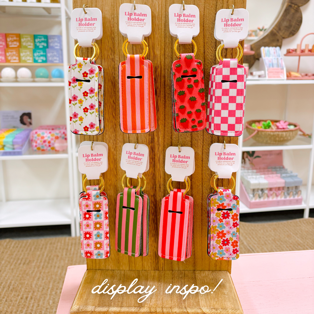 Lip Balm / Lip Stick Keychain Holder - Pink Daisy