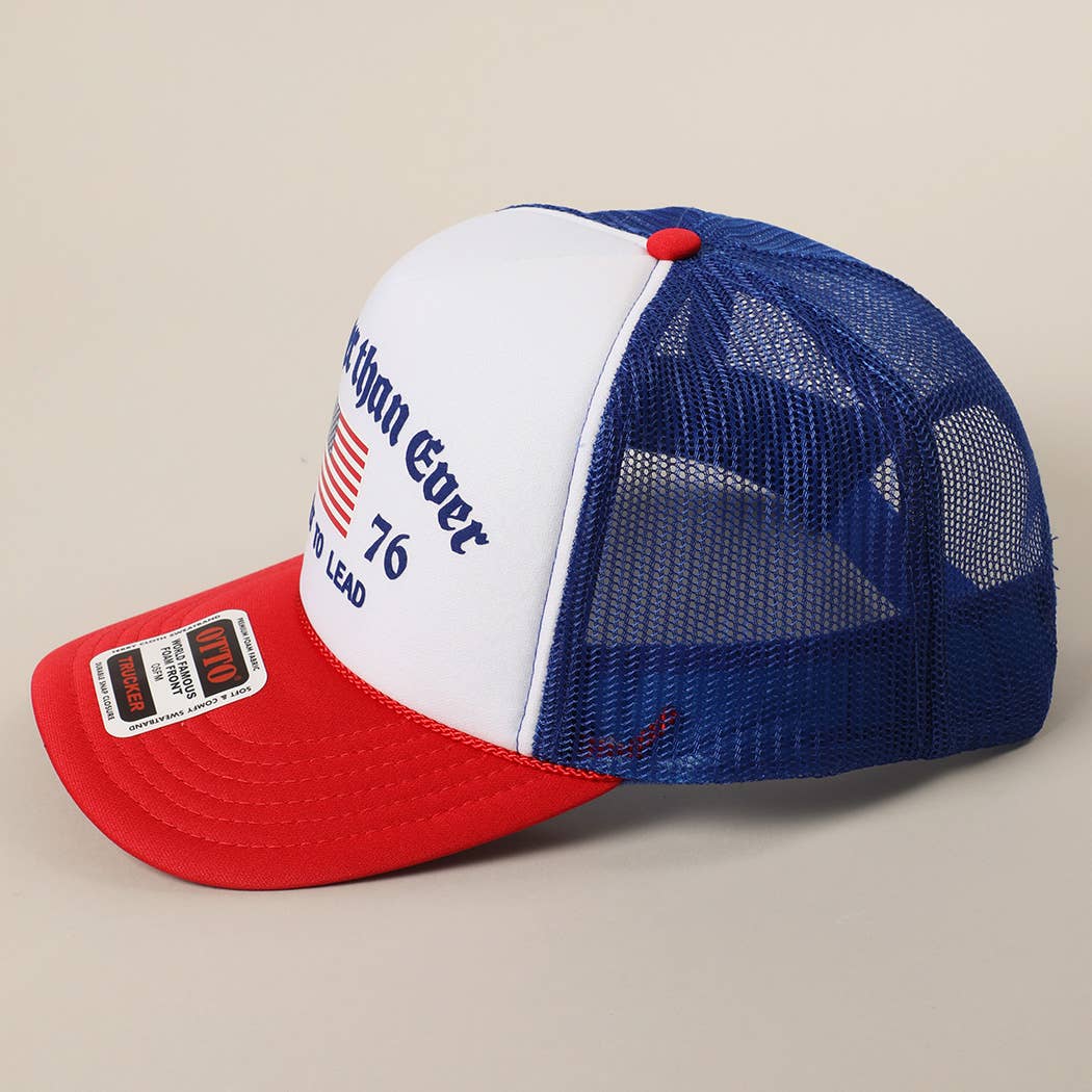 Stronger than Ever US Flag Print Mesh Trucker Hat