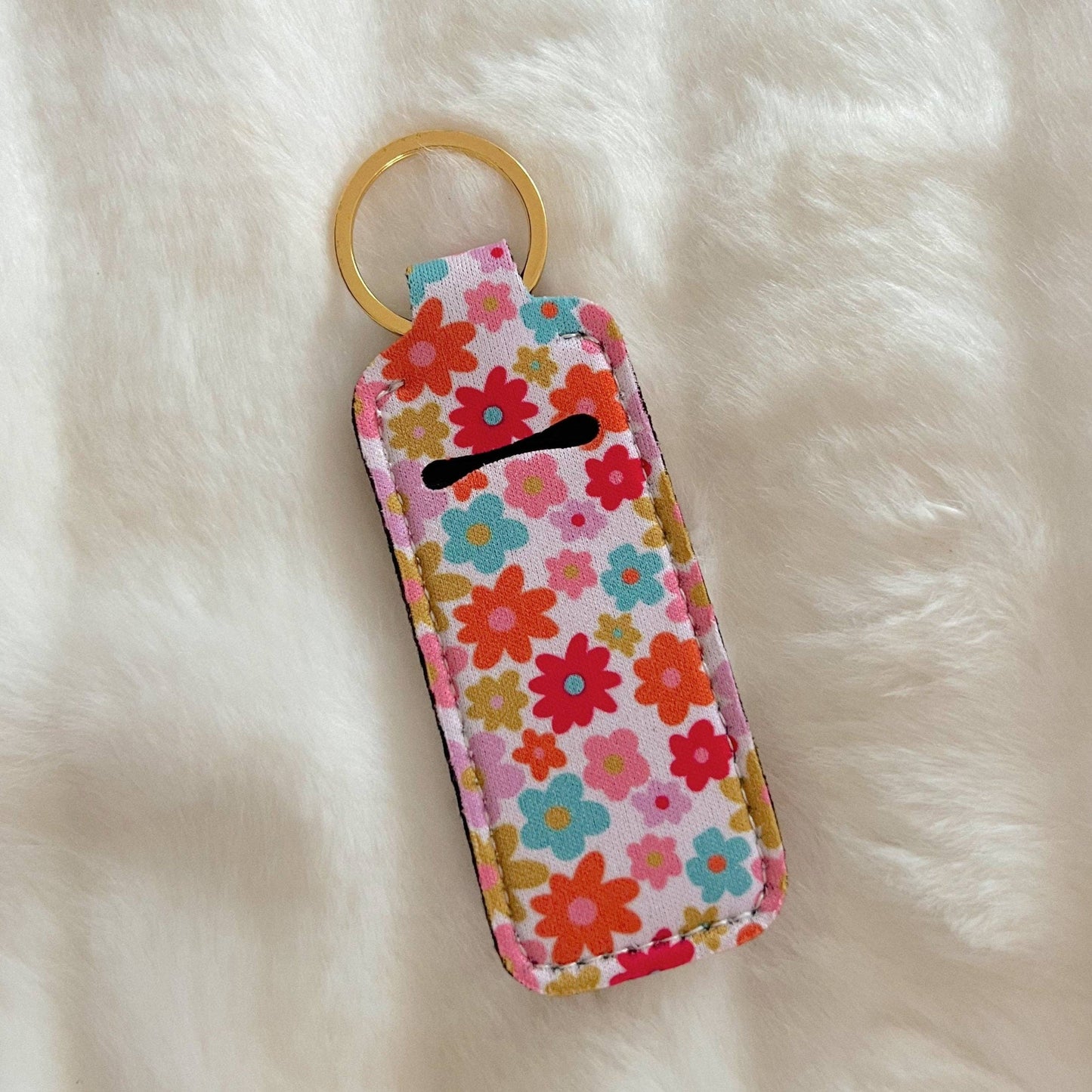 Lip Balm / Lip Stick Keychain Holder - Retro Floral