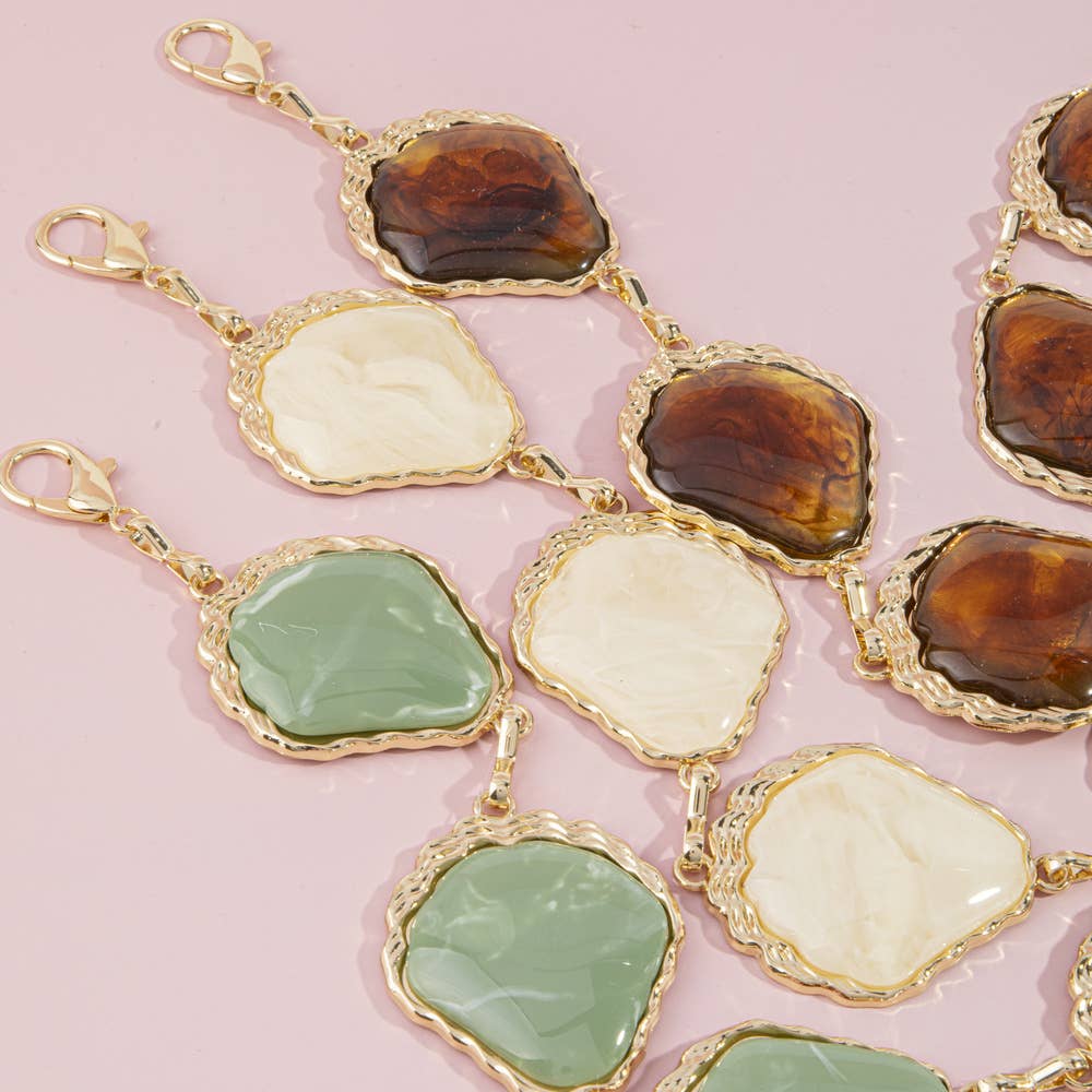 Chunky Marbled Stone Link Chain Belt