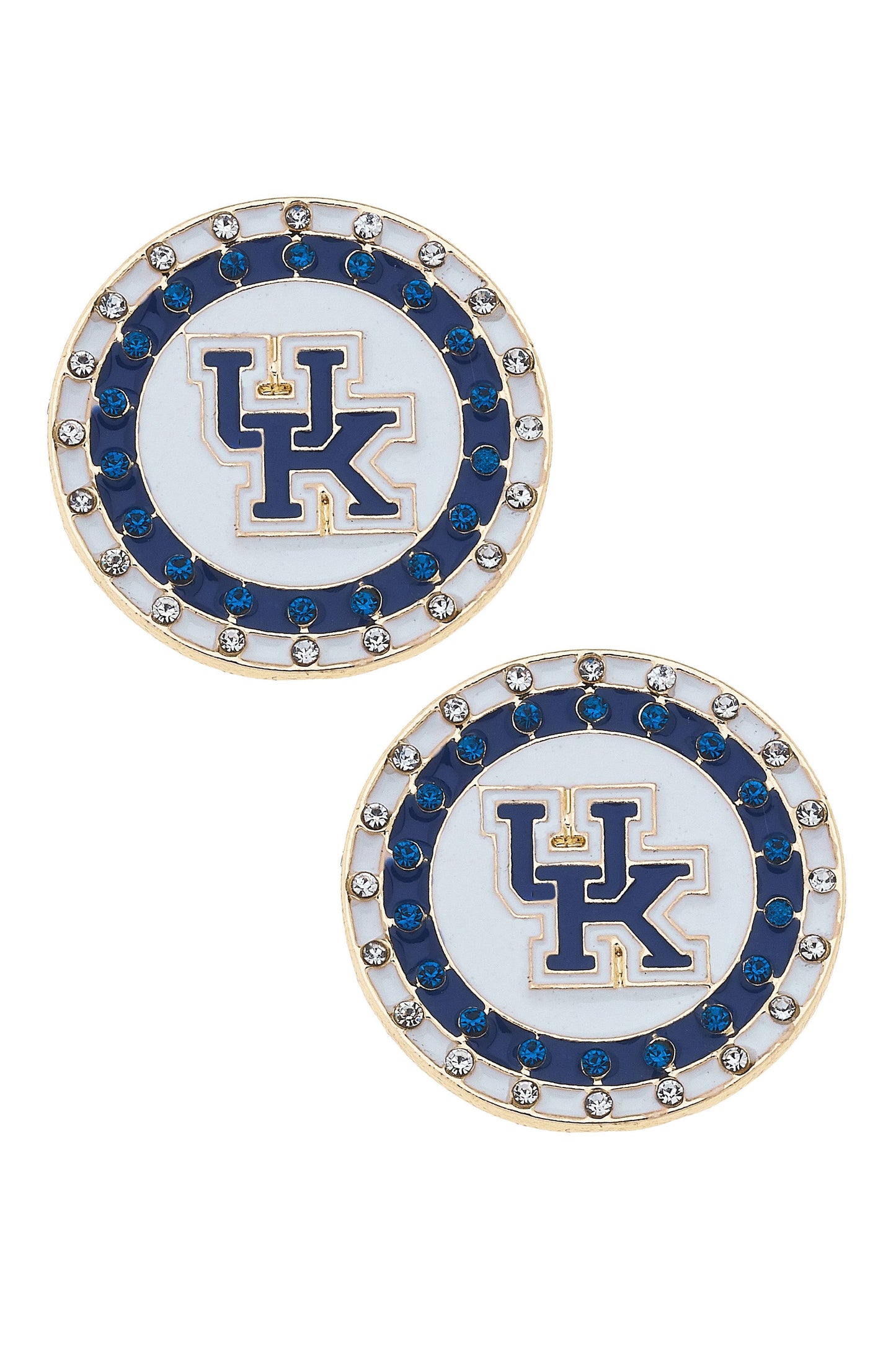 Kentucky Wildcats Pave Disc Stud Earrings in Blue/White