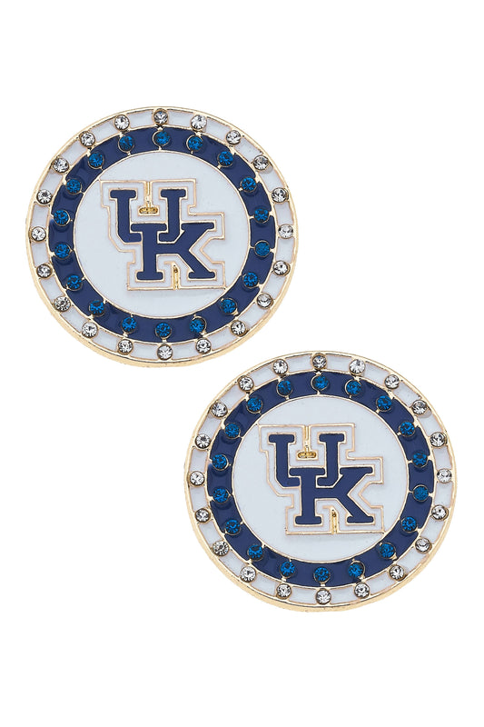Kentucky Wildcats Pave Disc Stud Earrings in Blue/White