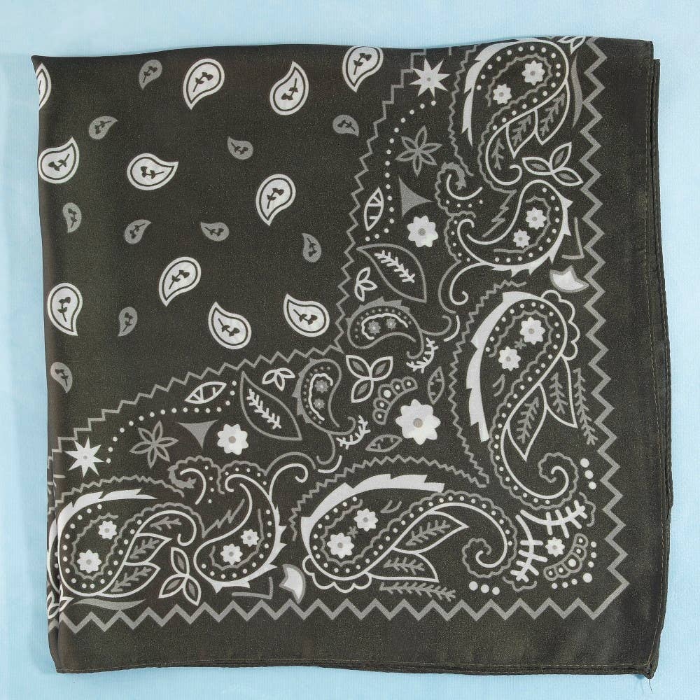 Bandana Paisley Print Satin Square Scarf