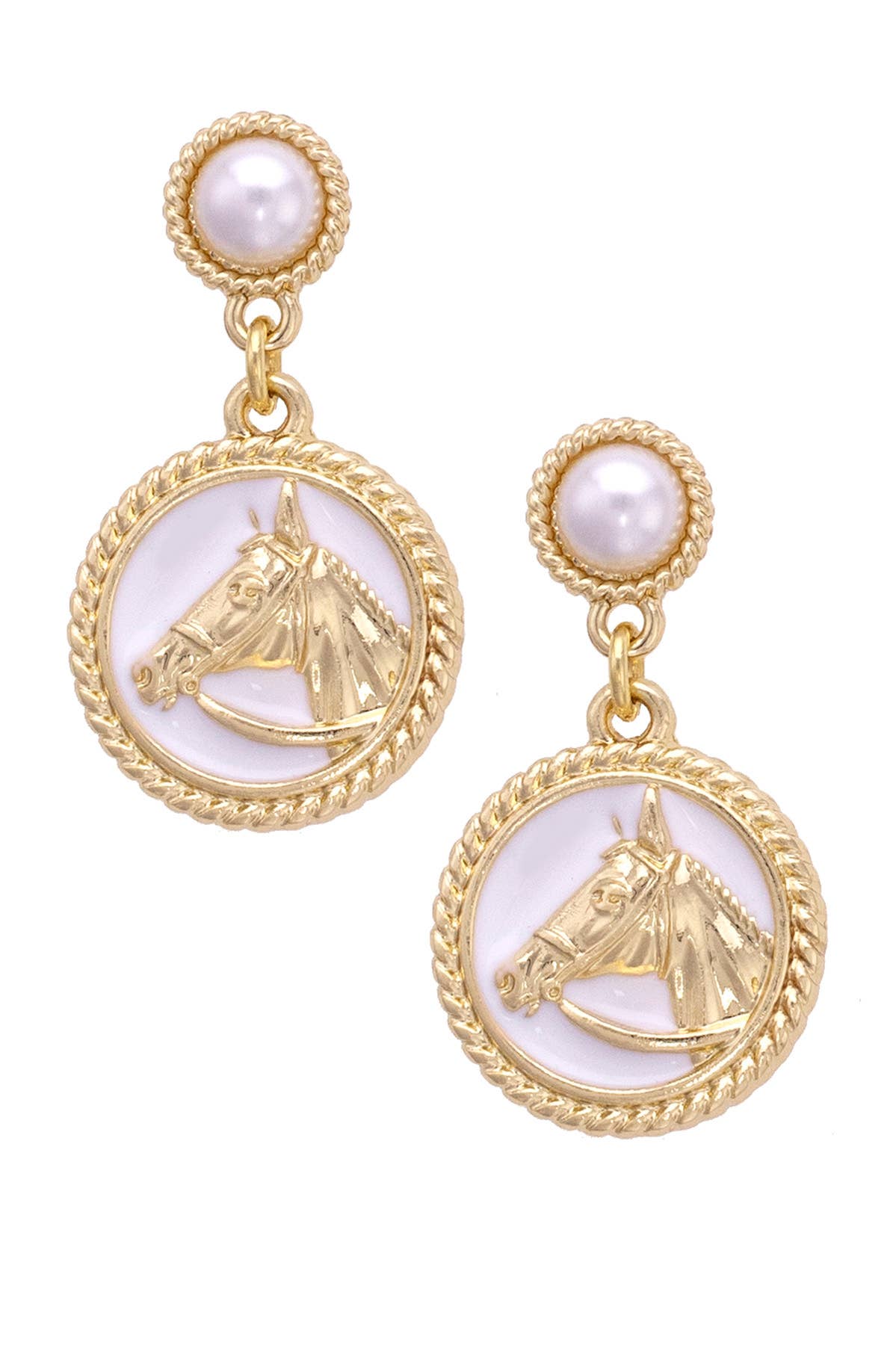 Thoroughbred Pearl Drop Earrings in White